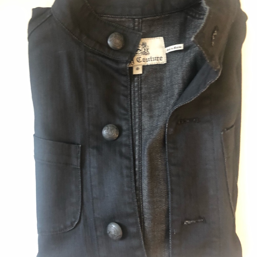 Barely worn Juicy Couture men’s black denim jacket